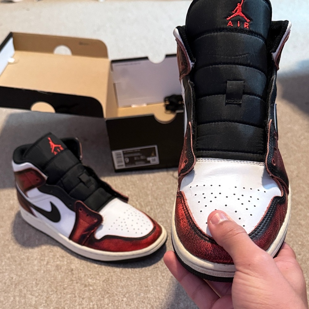 Air Jordan 1 MID SE Black, White, and Red Sneakers